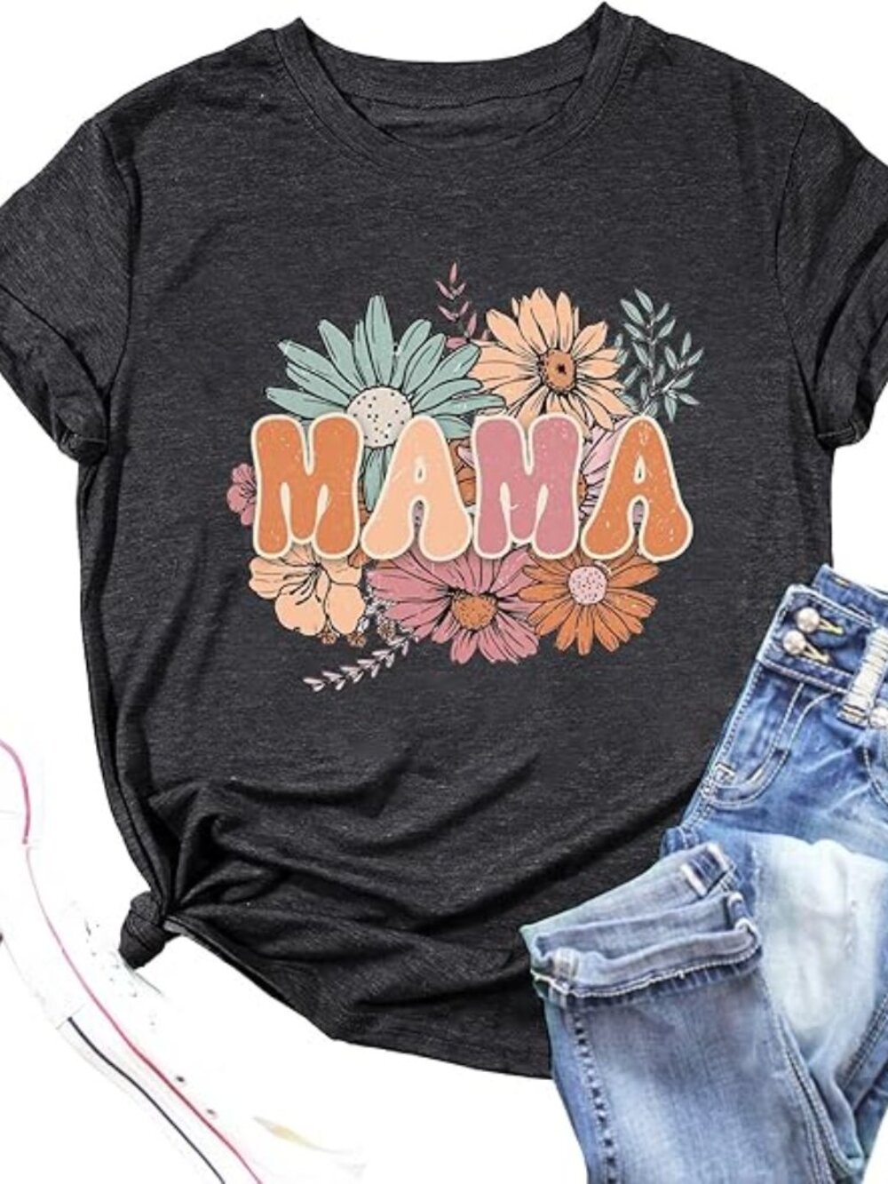 Mama Floral Shirt For Women Mom Vintage Boho Wild Flowers - Picture 1 of 2